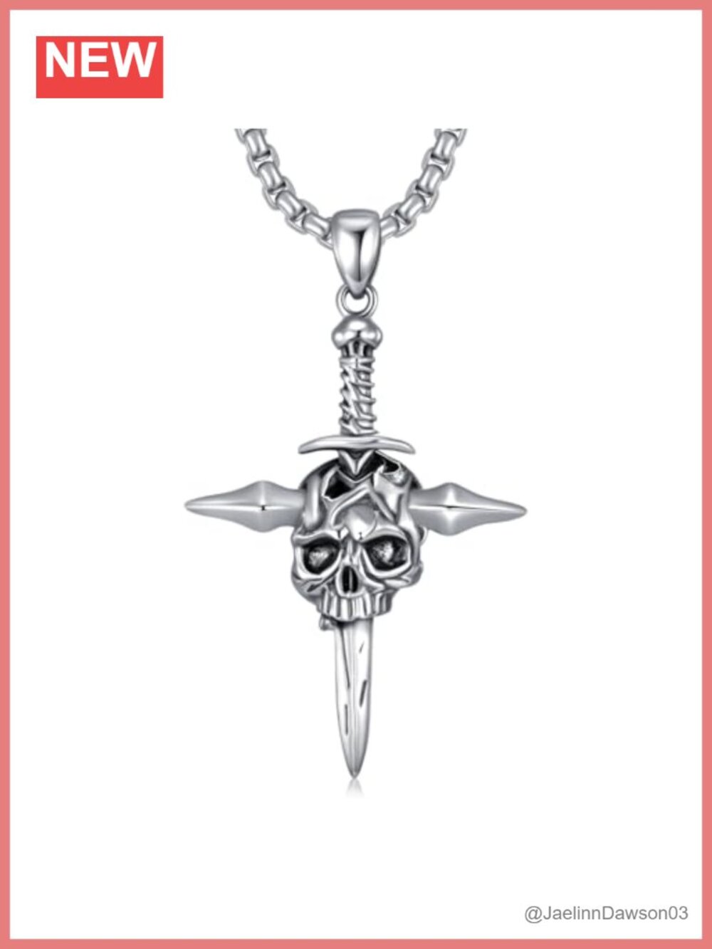 925 Sterling Silver Skull Pendant Necklace Gothic Jewelry Gift